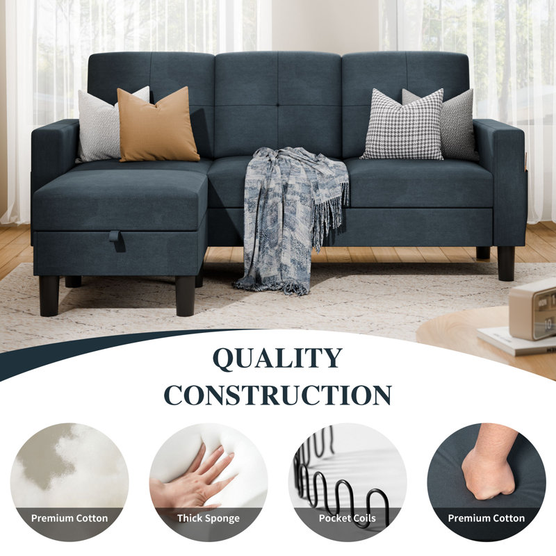Zipcode Design™ Azura 76.4“ Sofa Couch with Ottoman